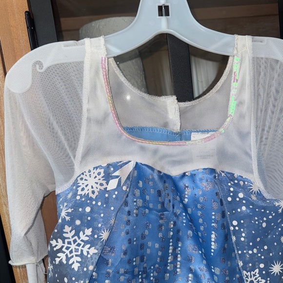 Elsa Disney Frozen princess dress costume cape glitter snowflakes toddler girl - Picture 5 of 8
